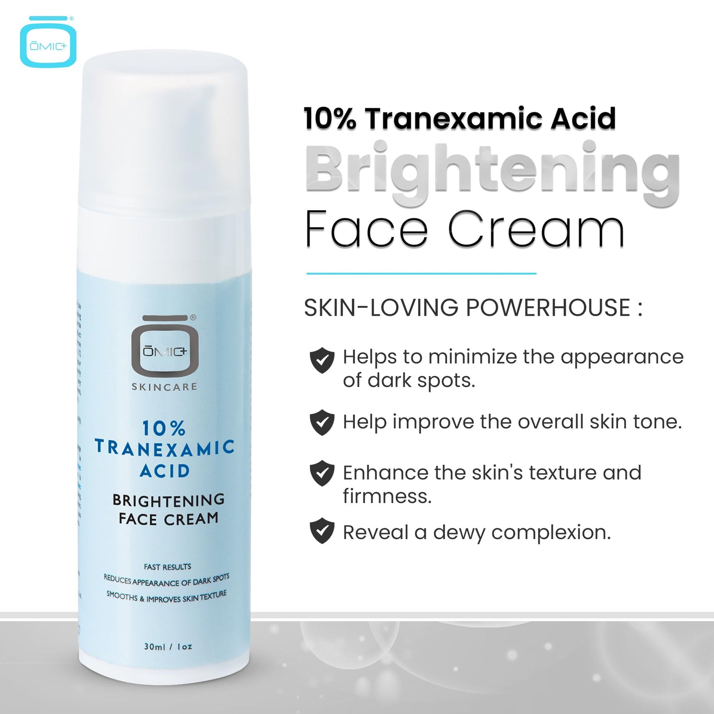 OMIC 10% Tranexamic Acid Cream – 1 fl oz / 30ml – Skin Brightening Cream, Reduce Appearance of Dark Spots, Skin Moisturizer, Even Skin Tone with Coconut Oil & Vitamin E