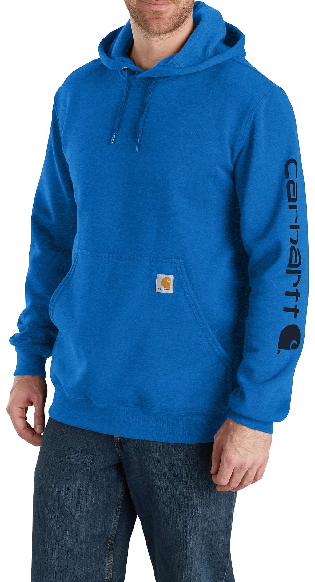 Carhartt Men's Loose Fit Midweight Logo Sleeve Graphic Sweatshirt, Beacon Blue Heather