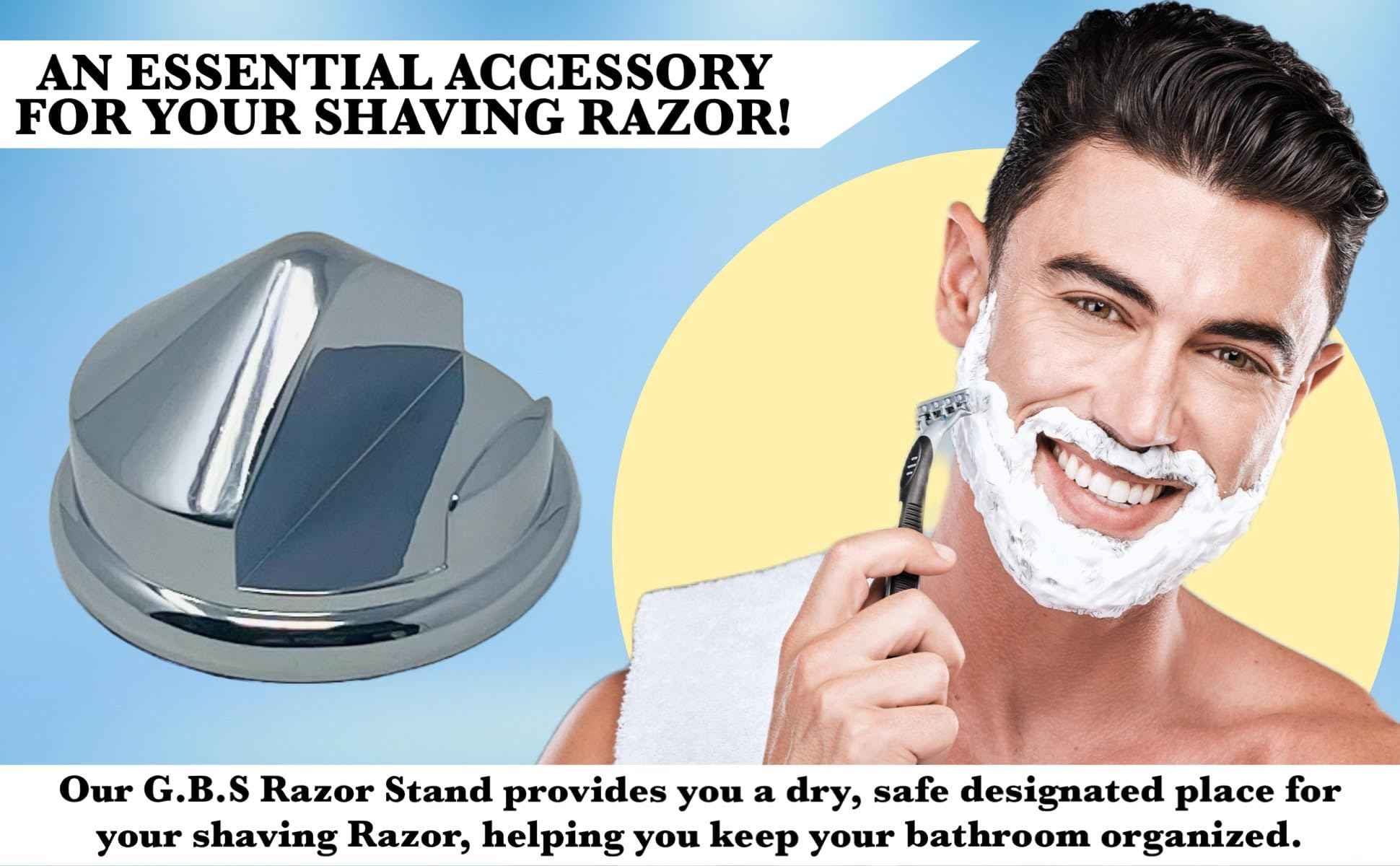G.B.S Heavy Duty Chrome Base Shaving Razor Stand