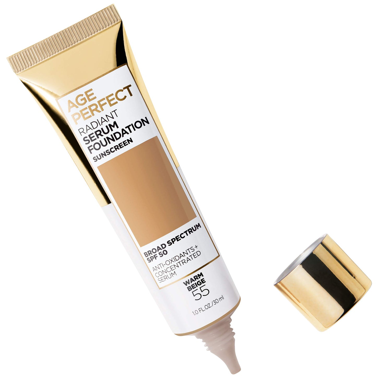 L'Oreal Paris Age Perfect Radiant Serum Foundation with SPF 50, Warm Beige, 1 Ounce