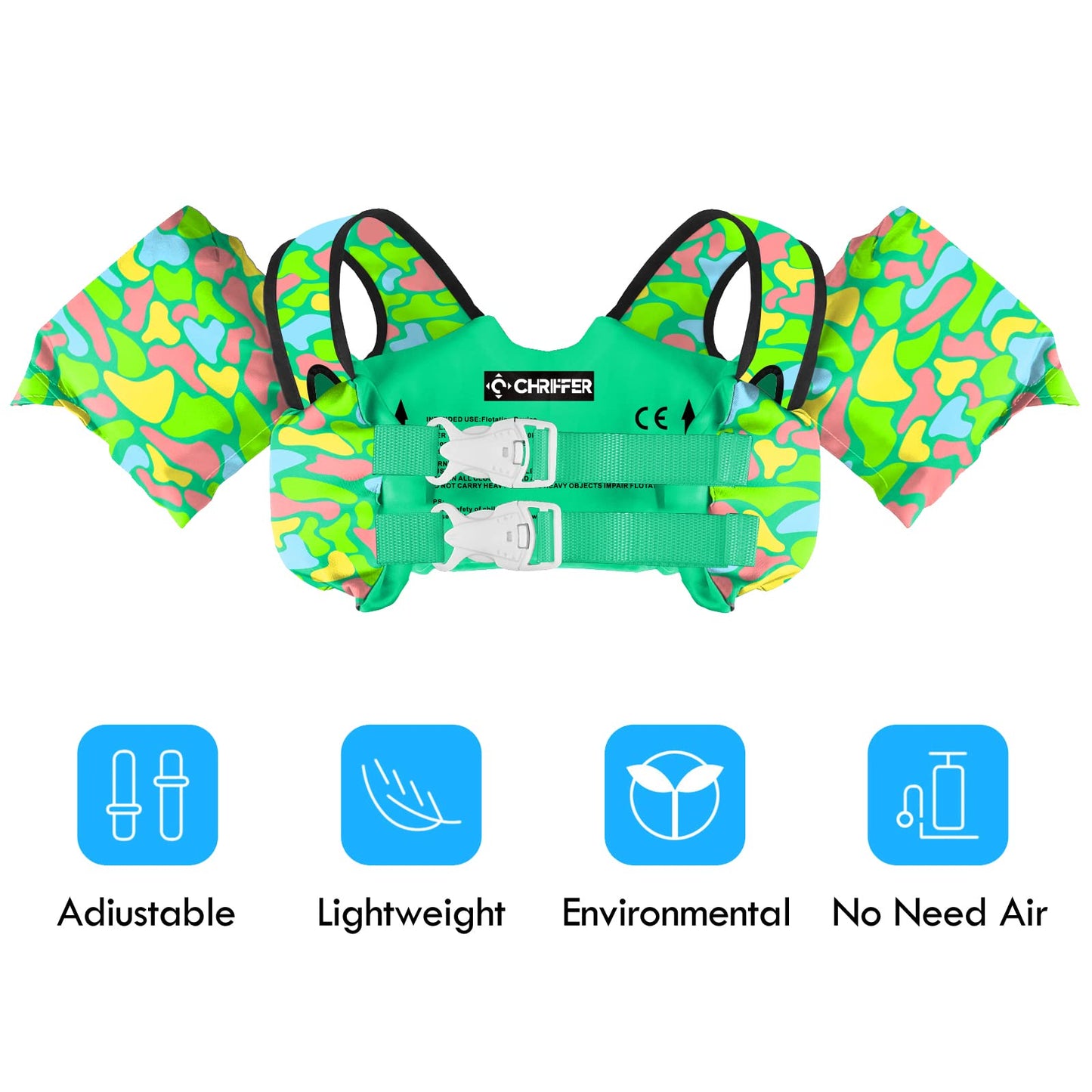 Chriffer Kids Swim Vest for 20-66 Pounds Boys and Girls, Toddler Floats Arm Wings for 2,3,4,5,6,7 Years Old Baby Children Sea Beach Pool (G-Children's Camouflage)