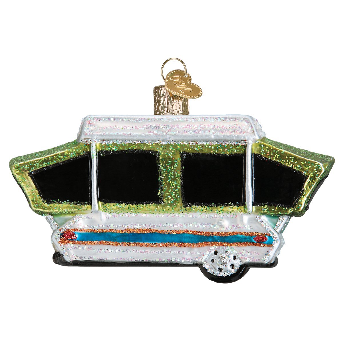 Old World Christmas Glass Blown Ornament Tent Camper (46068)