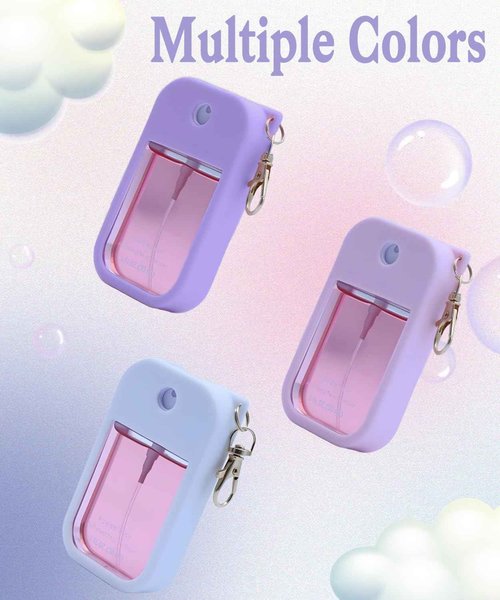Adabuli Silicone Case Compatible with Touchland Hand Sanitizer Spray 1 FL. OZ./30 mL, Stylish Hand Sanitizer Mist Accessory with Portable Keychain (Pink, 1 Pack)