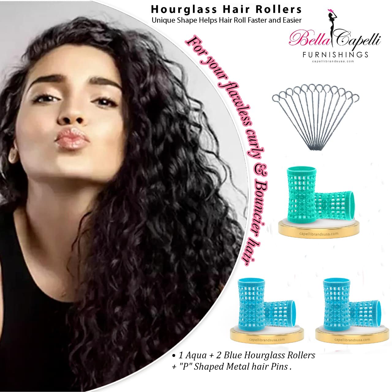 Hourglass Hair Rollers Yellow Hourglass Natural Hair Rollers 27mm1.06in – Pack of 12