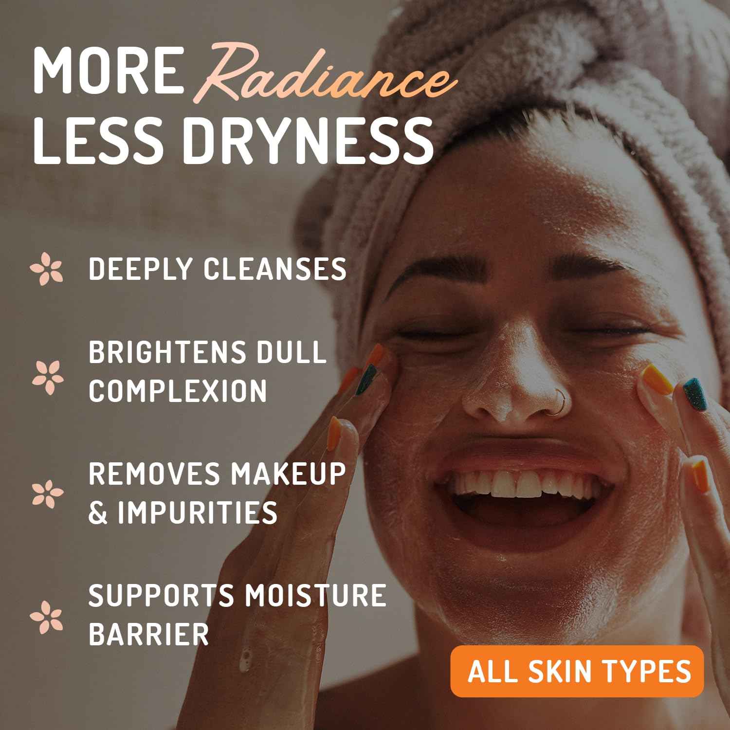 Vitamin C Cleanser Face Wash - HUGE 8 oz Gentle Facial Cleansing Gel for Uneven Skin Tone, Age Spots and Fine Lines - Natural Face Soap with Aloe Vera, Green Tea, Ginseng