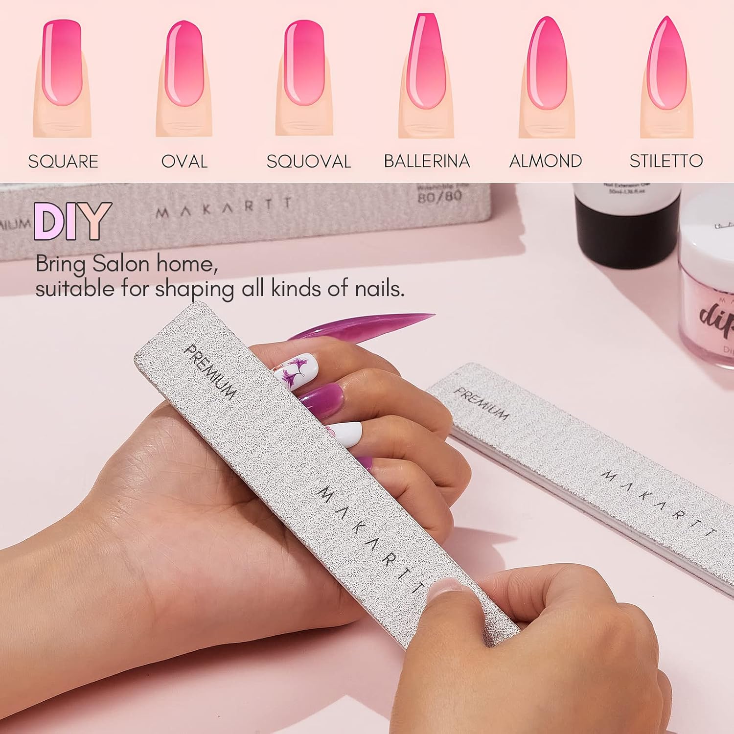 Makartt Nail File: 100/180 Grit Emery Boards for Nails, 10 Pcs Zebra Doubled Sides Coarse Fingernail Filer for Acrylic and Extension Gel Removal Manicure Kit Salon Home Use
