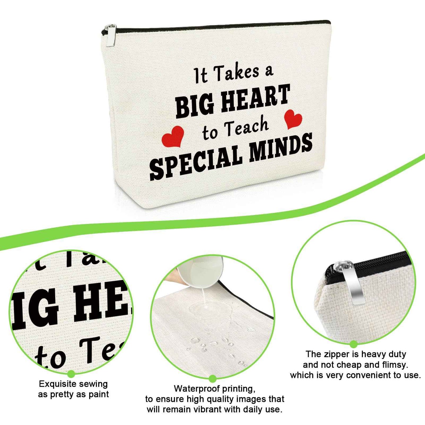 Gevody Special Ed Teacher Appreciation Gifts Special Education Cosmetic Bag Thank You Gifts for Asl Disabler Sped Autism Teacher Coworker Makeup Bag Teaching Cosmetic Pouch Christmas Birthday Present