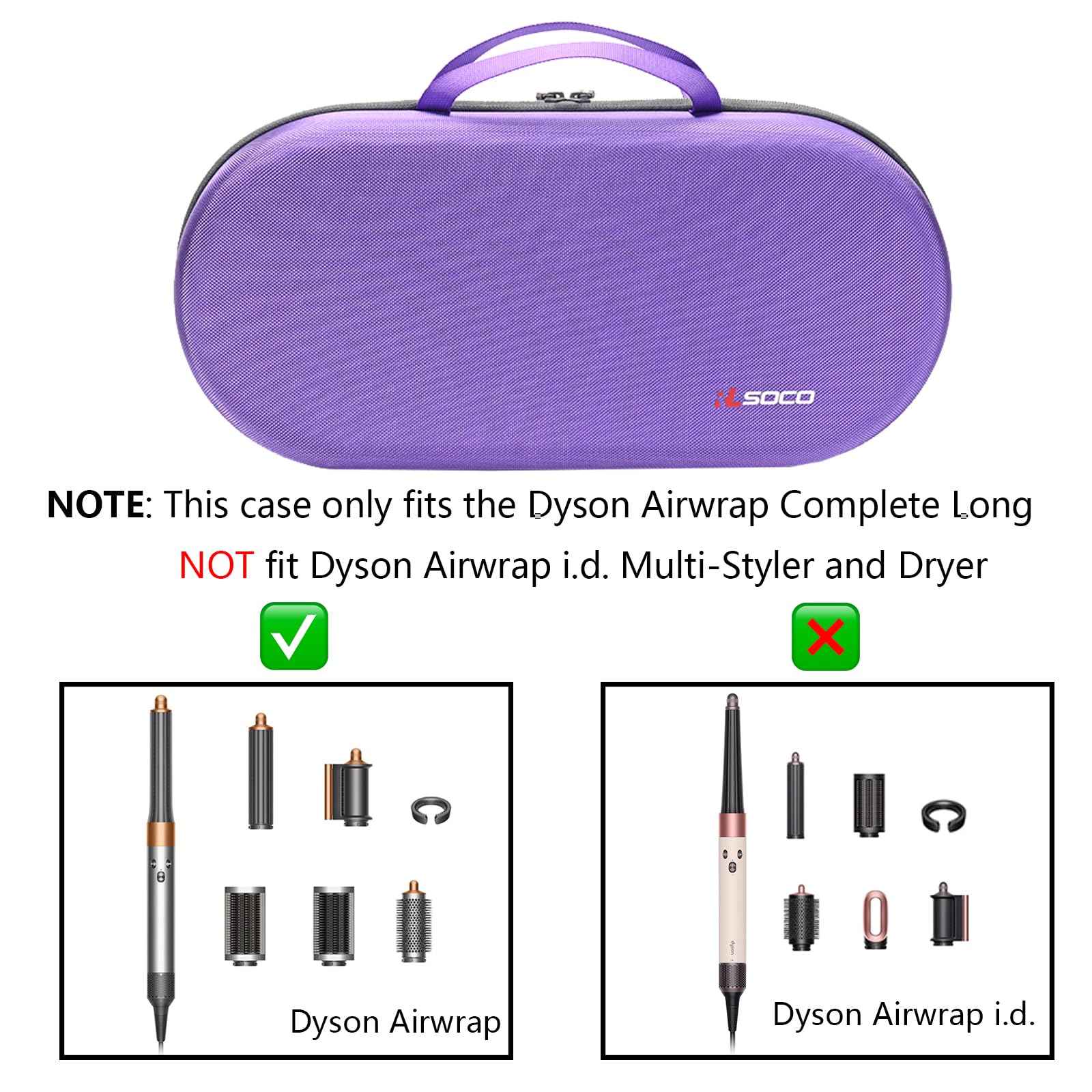 RLSOCO Airwrap Case for Dyson Airwrap Complete Long/Complete Styler HS08 HS05 HS01,NOT for Dyson Airwrap i.d. - Fits 4pcs Long Barrels or Short Barrels - Violet (Case Only,Hair Styler is not Included)