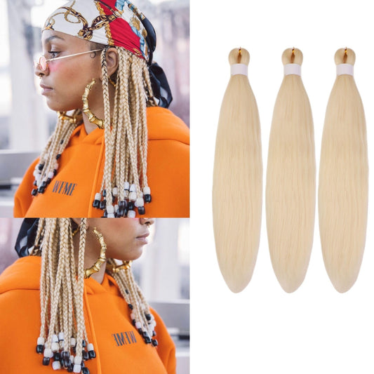 Blonde Kids Braiding Hair Pre Stretched Kanekalon Braiding Hair Extension 16 Inch Short Synthetic Fake Hair for Braiding