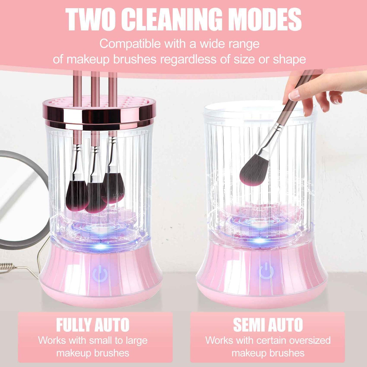 Electric Makeup Brush Cleaner, Efficient Makeup Brush Cleaner for Deep Cleaning, Automatic Spinning Cosmetic Brush Cleaner One-Click Operation, Auto-Rotating Brush Cleaner for Any Makeup Brushes