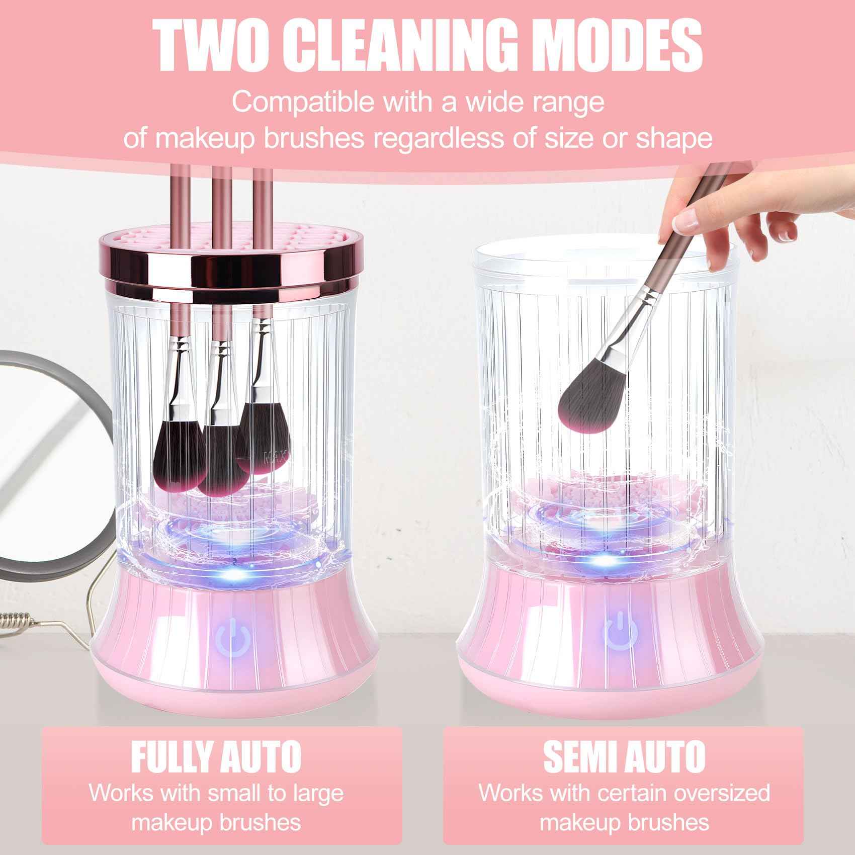 Electric Makeup Brush Cleaner, Efficient Makeup Brush Cleaner for Deep Cleaning, Automatic Spinning Cosmetic Brush Cleaner One-Click Operation, Auto-Rotating Brush Cleaner for Any Makeup Brushes