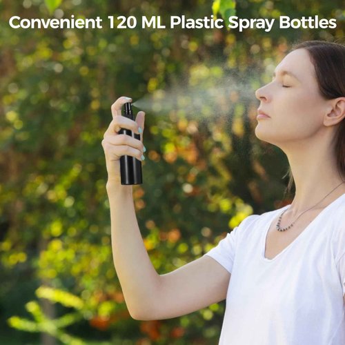 48 Pcs 4 oz Plastic Spray Bottles - 120 ML Travel Size, Fine Mist Sprayers, Ideal for Perfumes, Cosmetics, Cleaning Solutions, and More, Black