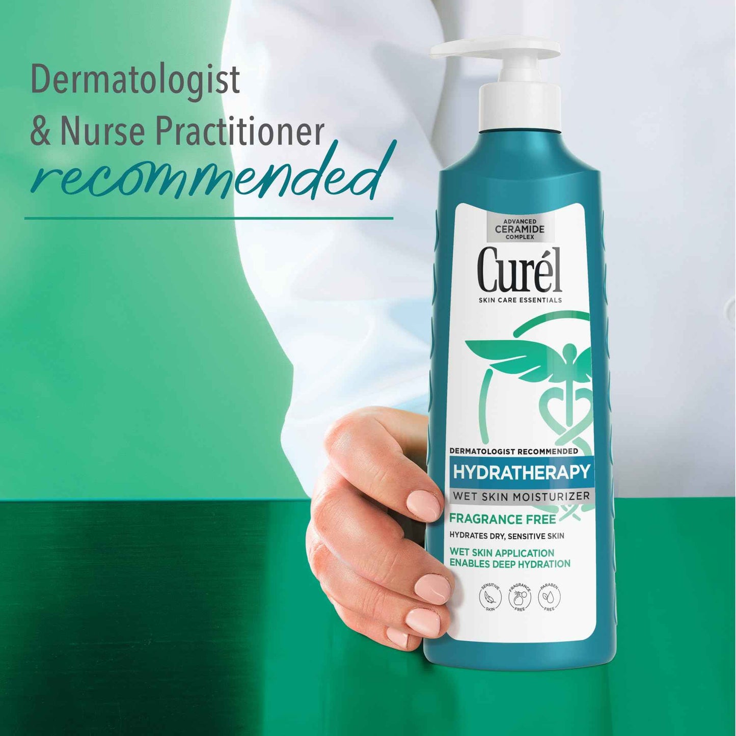 Curel Hydra Therapy In Shower Lotion, Wet Skin Moisturizer for Dry or Extra-dry Skin, with Advanced Ceramide Complex, 12 Oz, Pack of 2