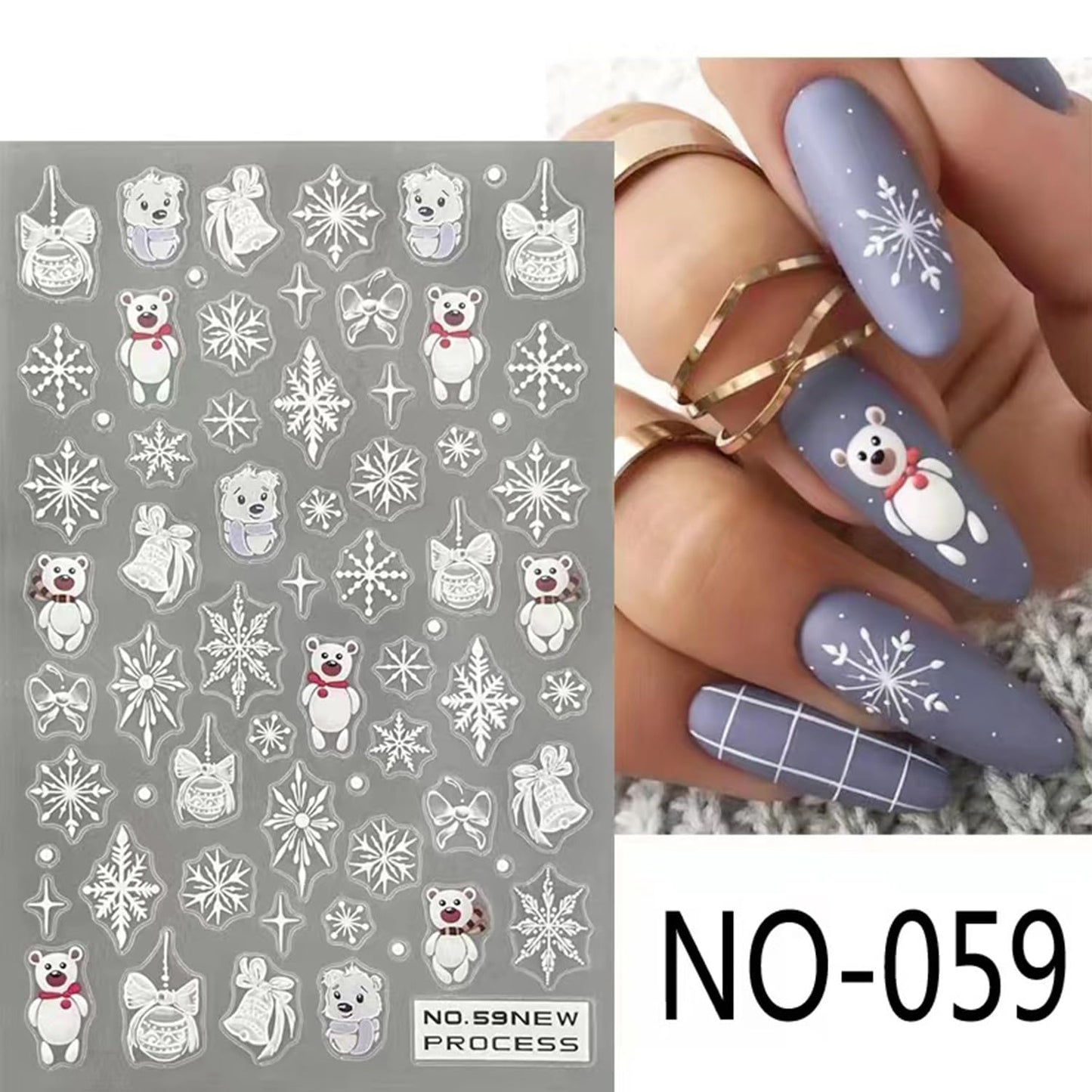 Christmas Nail Art Stickers Decals Santa Claus Snowflake Deer Nail Decals Winter Xmas Tree Snowman Nail Stickers 3D Self Adhesive Nail Art Decal Design for Women Girls DIY New Year Manicure