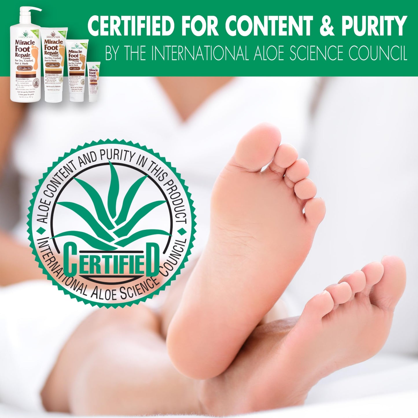 Miracle Foot Repair Cream (8 oz / 3-Pack) Repairs Dry Cracked Heels and Feet, 60% Pure UltraAloe Moisturizes, Softens, and Repairs