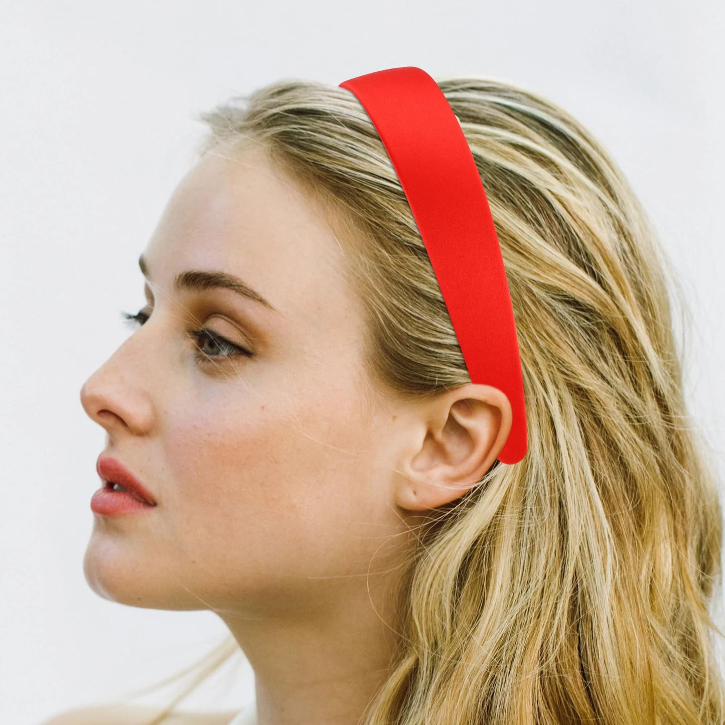 VELSCRUN Red Headband Satin Headbands for Women Girls Non Slip 1.3 Inch Women Hair Bands Halloween Cosplay Diy Holiday Head Band Gifts for Mothers Sisters Hair Accessories