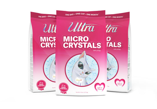 Ultra Micro Crystals Premium Cat Litter - 99.9% Dust Free, Soft on Paws, Fragrance Free - 15 Lbs. Total (3pk of 5 Lbs.)