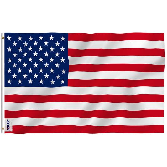 ANLEY Fly Breeze American US Flag 4x6 Foot Polyester - Vivid Color and Fade proof - Canvas Header and Brass Grommets- USA Banner Flags 4 X 6 Ft