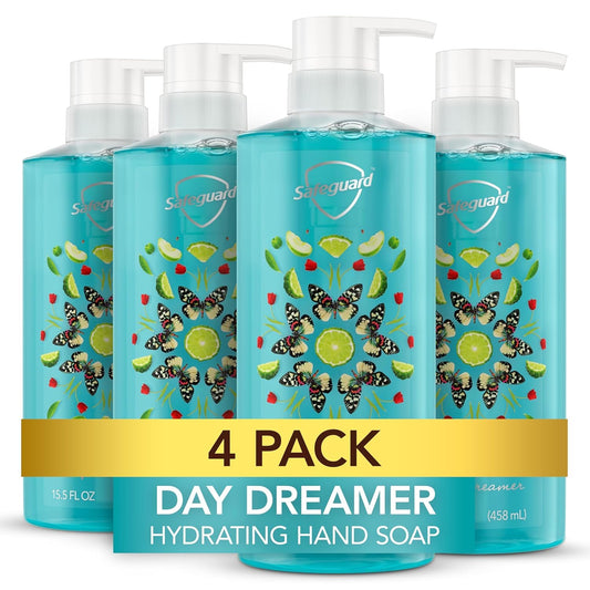 Safeguard Hydrating Liquid Hand Soap, Day Dreamer Scent, Made with Plant Based Cleansers, 15.5 oz (Pack of 4)