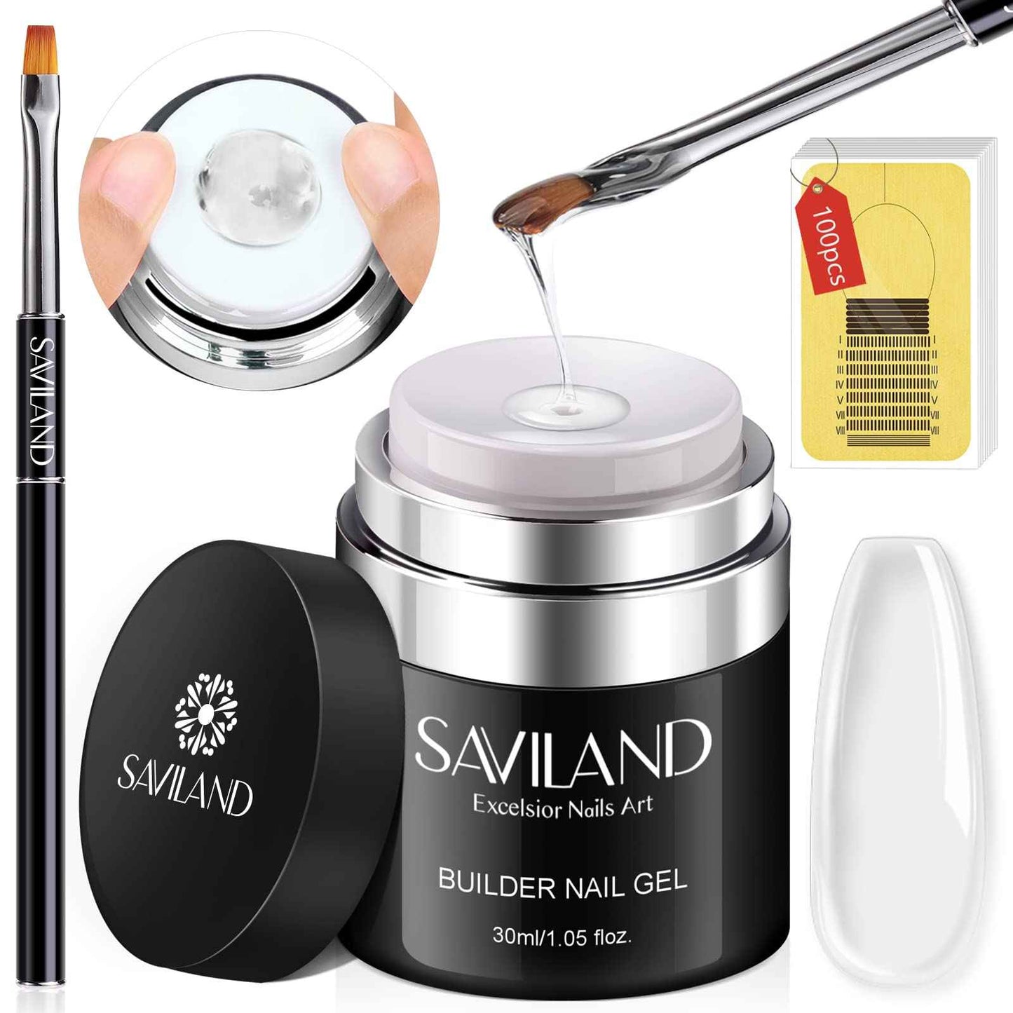 SAVILAND Builder Nail Gel with Air Cushion Design with 3 Pcs 15ml Vitamin E Ingredient Builder Nail Gel Base & Top Gel