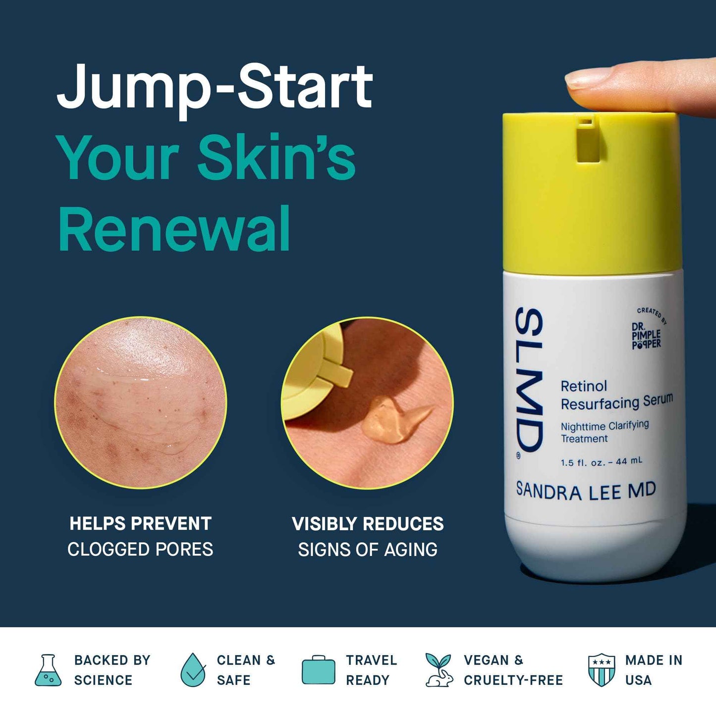 SLMD Resurfacing Retinol Serum with Vitamin C, Hyaluronic Acid & Allantoin | 1.5 fl oz | Retinol Face Serum, Clarifying Night Treatment for Fine Lines, Wrinkles, Dark Spots & Uneven Texture