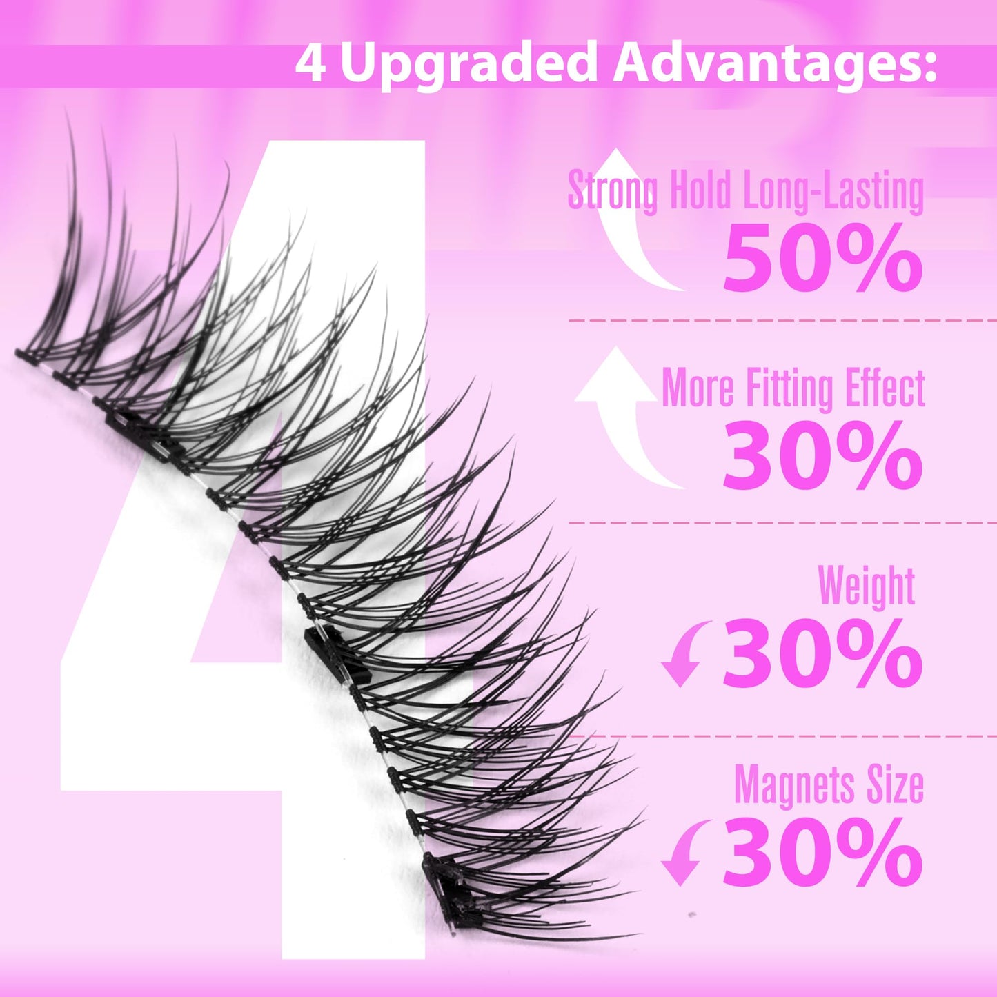 JIMIRE Magnetic Eyelashes without Eyeliner Natural Look Clear Band Wispy Magnetic Lashes with Applicator Reusable Magnetic Eyelashes No Glue Needed Magnetic Lashes False Eyelashes 4 Pairs 2 Pack