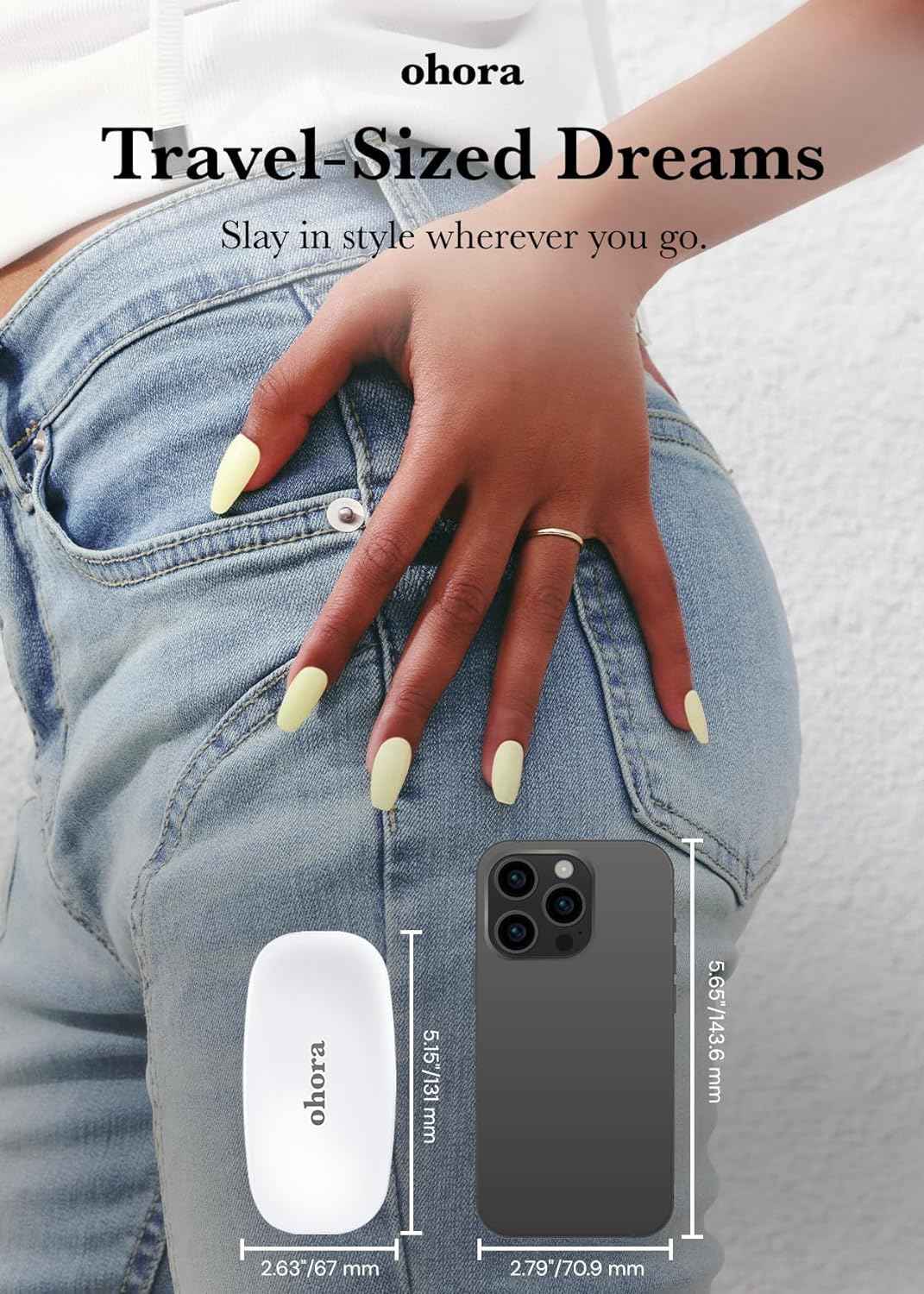 ohora Care LED Lamp for Semi Cured Gel Nail Strips - 6W Max, 2 Timers (45s / 60s), Portable Lamp for Curing Gel Nail Art, For Gel Stickers and Strips Only