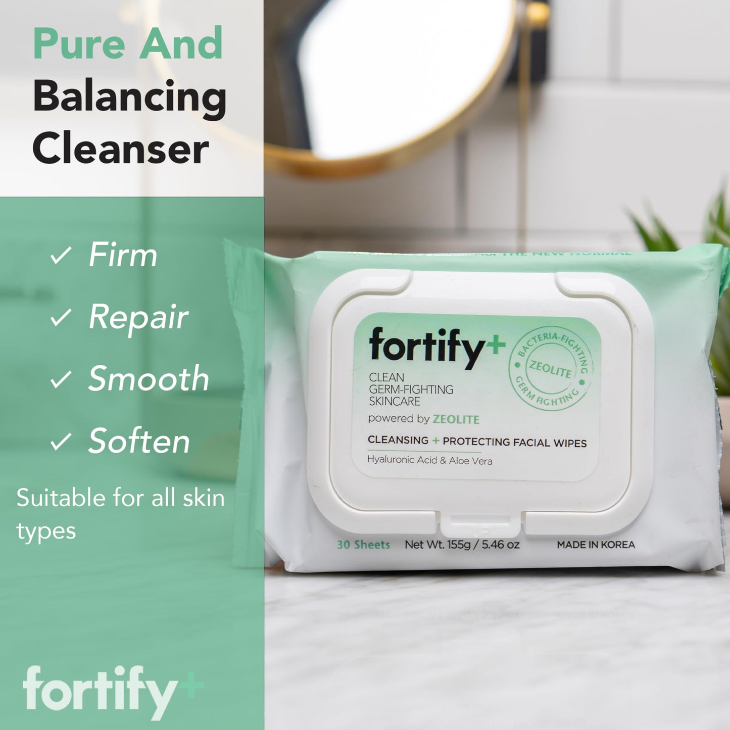 Fortify Natural Germ-Fighting Skincare Value Bundle - Facial Wipes - Skin Protecting + Cleansing | Helps Protect, Hydrate & Refresh skin | Clean Beauty | Made in Korea - 11 Pack | 330 Count