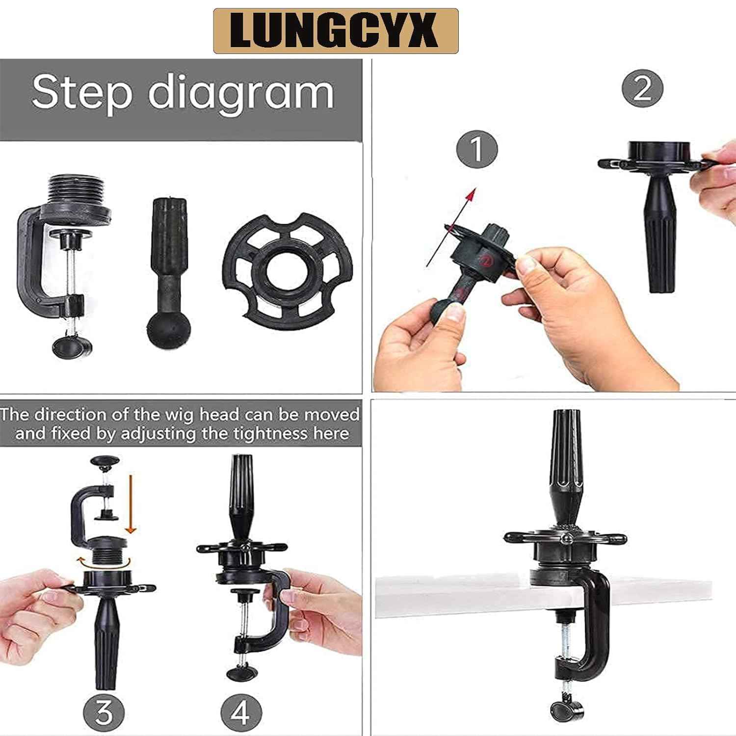 LUNGCYX Mannequin Head Human Hair African Curly Cosmetology Manikin Head With 100% Real Human Hair Doll Head for Hairdresser Training Practice Braiding Hair Styling,With Stand (BLACK-508-AFRO)