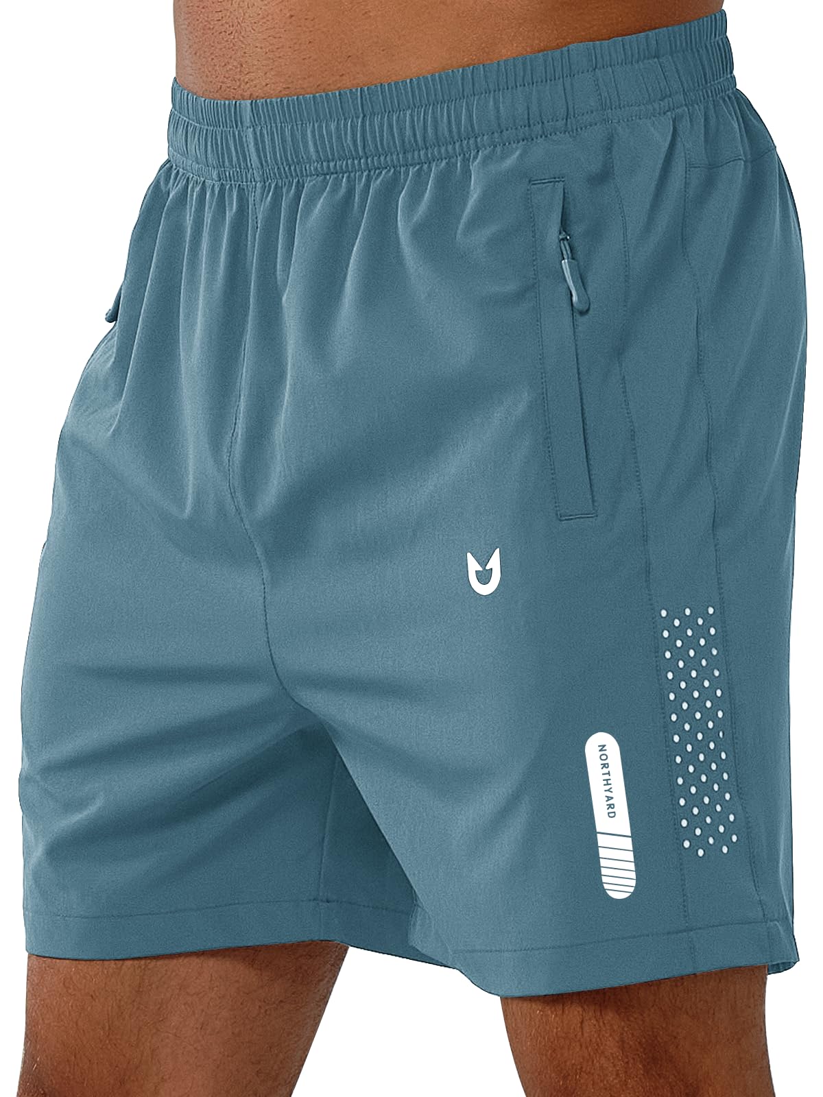 NORTHYARD Men's Athletic Running Shorts Quick Dry Workout Shorts 7"/ 5"/ 9" Lightweight Sports Gym Basketball Shorts Hiking Exercise GREYBLUE-5inch S