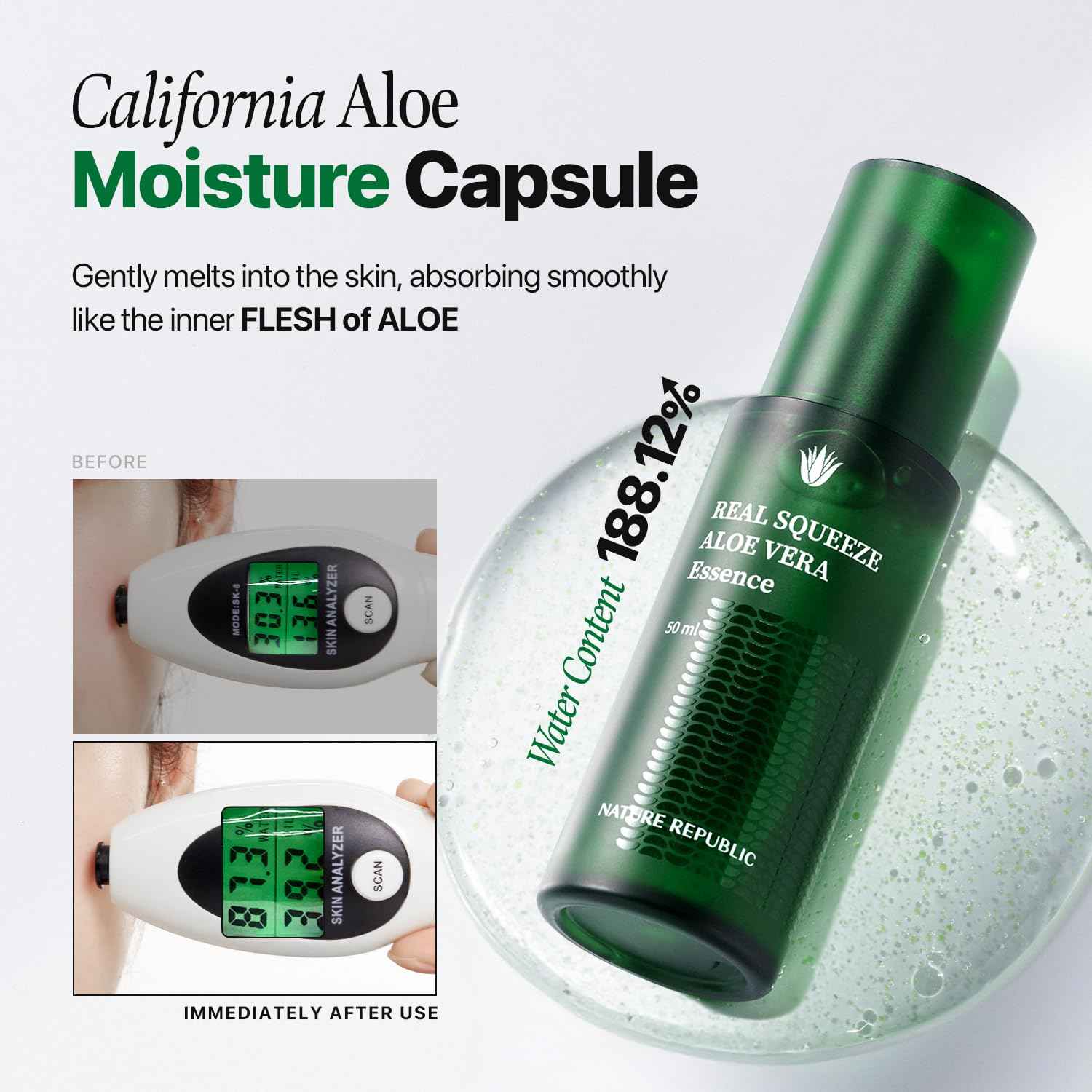 Nature Republic Soothing Moisture Aloe Vera Gram 1 (1.69 Fl Oz, Essence)