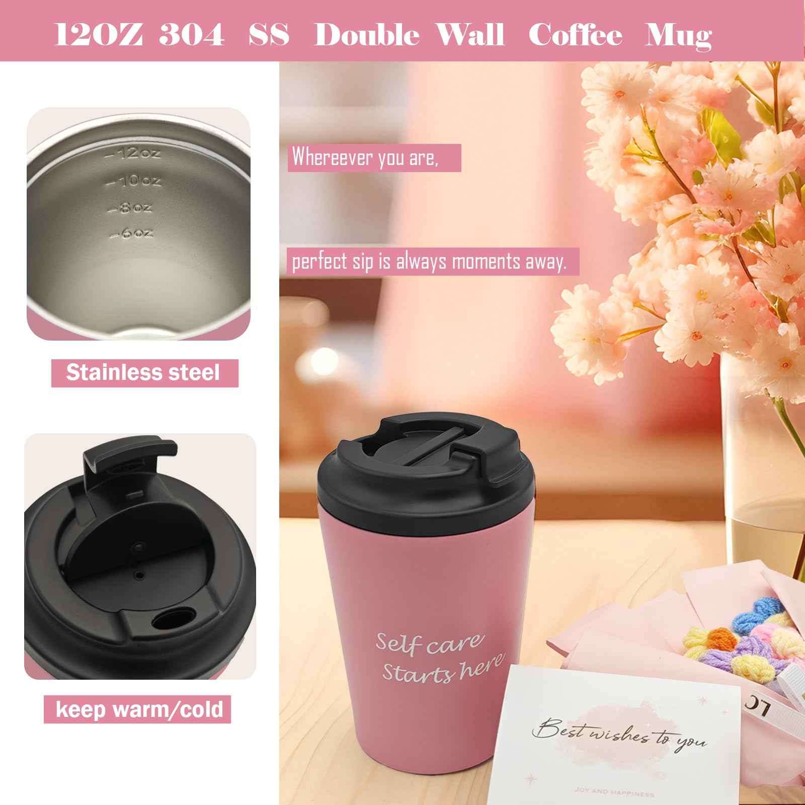 Self Care Gift Set for Women Birthday Christmas Valentine's Day Anniversary Gifts Basket for Her Bestie Girlfriend Daughter Friends Sister with Tuff Blanket, Coffee Mug, Scented Candle etc.