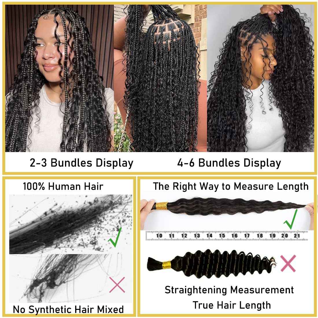 Human Braiding Hair for Boho Braids 18 Inch Deep Wave Bulk Brazilian Virgin Human Hair Extensions Gluless No Weft Bundle Wet and Wavy 100g Curly Bohemian Human Braiding Hair