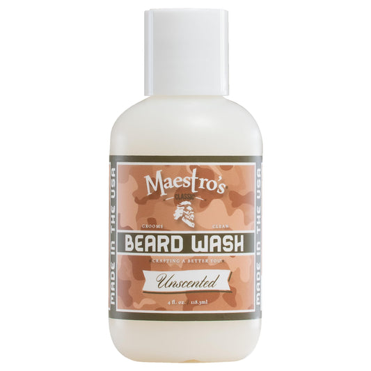 Maestro's Classic BEARD WASH | Deep Cleaning, Non-Drying, Fully Hydrating Gentle Cleanser For All Beard Types & Lengths- Unscented, 4 Ounce