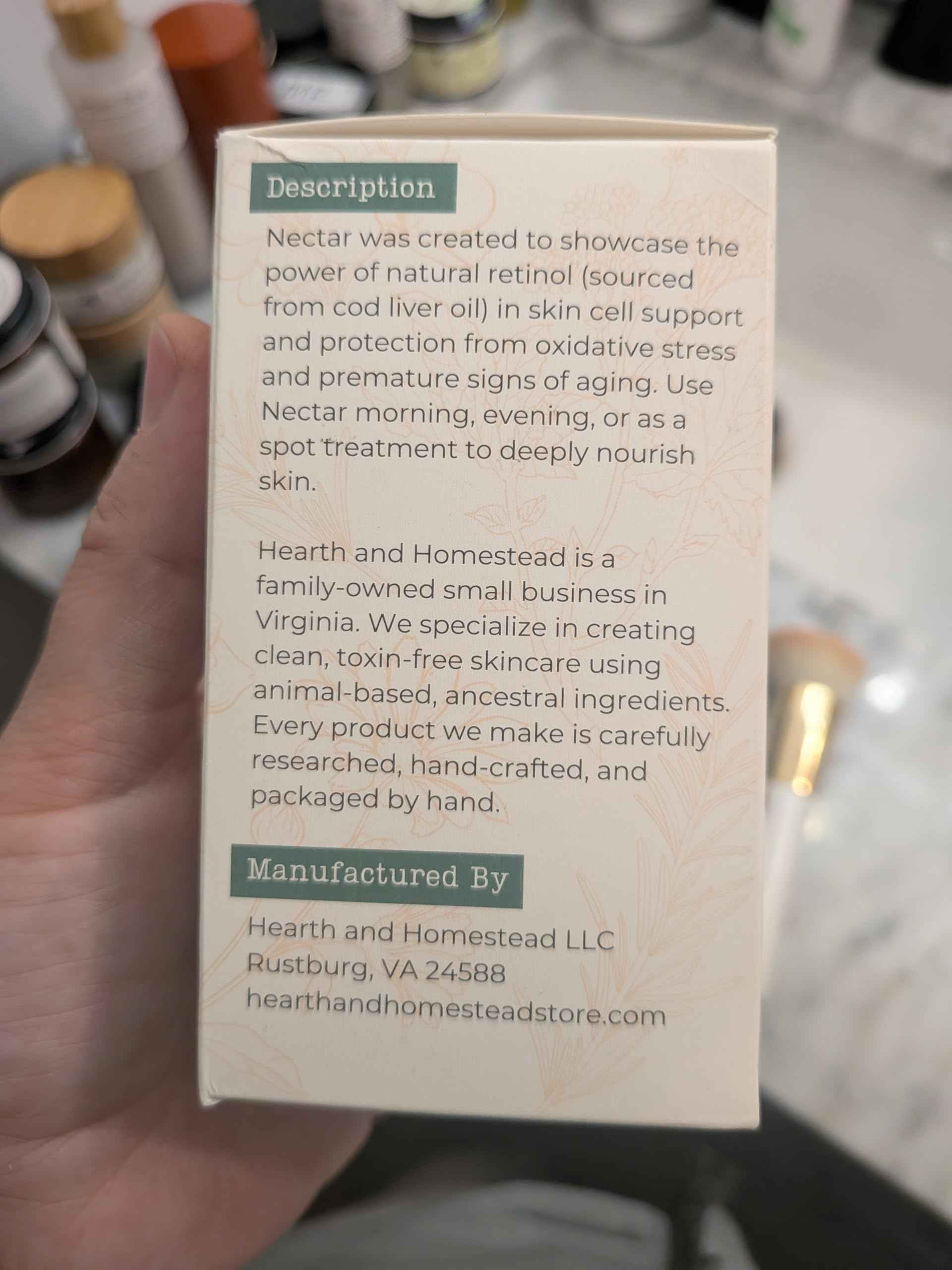 Nectar Natural Retinol Serum by Hearth & Homestead – Fermented Cod Liver Oil, Grass-Fed Tallow & Emu Oil – Nutrient-Rich Facial Oil for Smooth, Healthy Skin – 1 fl oz