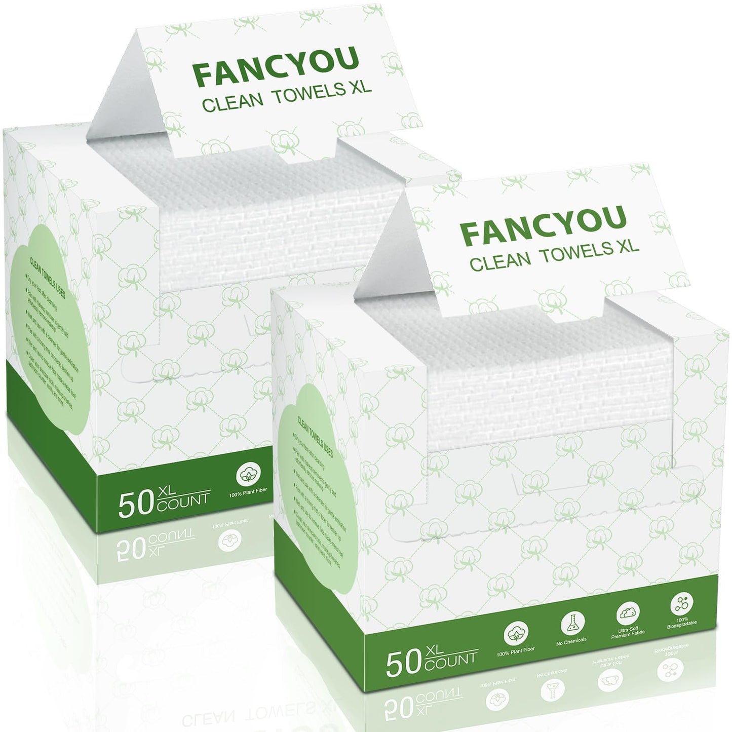 Fancyou Disposable Face Towel, Super Soft Clean Towels XL, Thicken Daily Facial Tissues, Large Makeup Remover Dry Wipes for Sensitive Skin, Facial Clean Cloths 10"×12"(100 Count & 2 Pack)