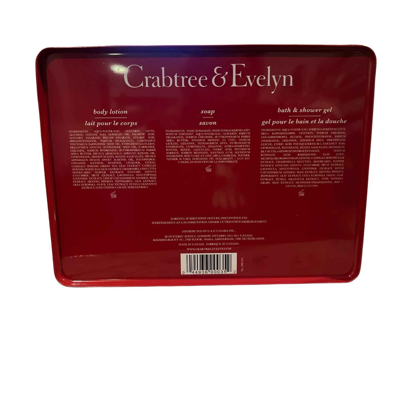 Crabtree & Evelyn 4 Piece Gift Set Tin (4-piece set, Rosewater)