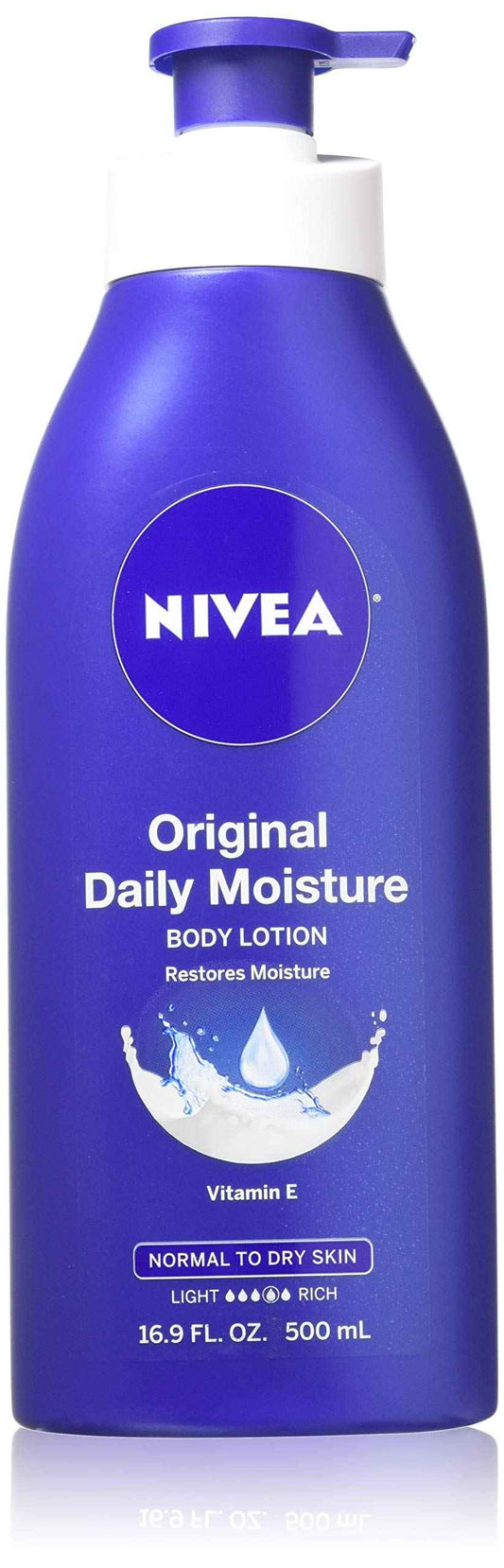 Nivea Lotion Original Daily Moisture 16.9 Ounce Pump (Normal to Dry Skin) (500ml) (2 Pack)