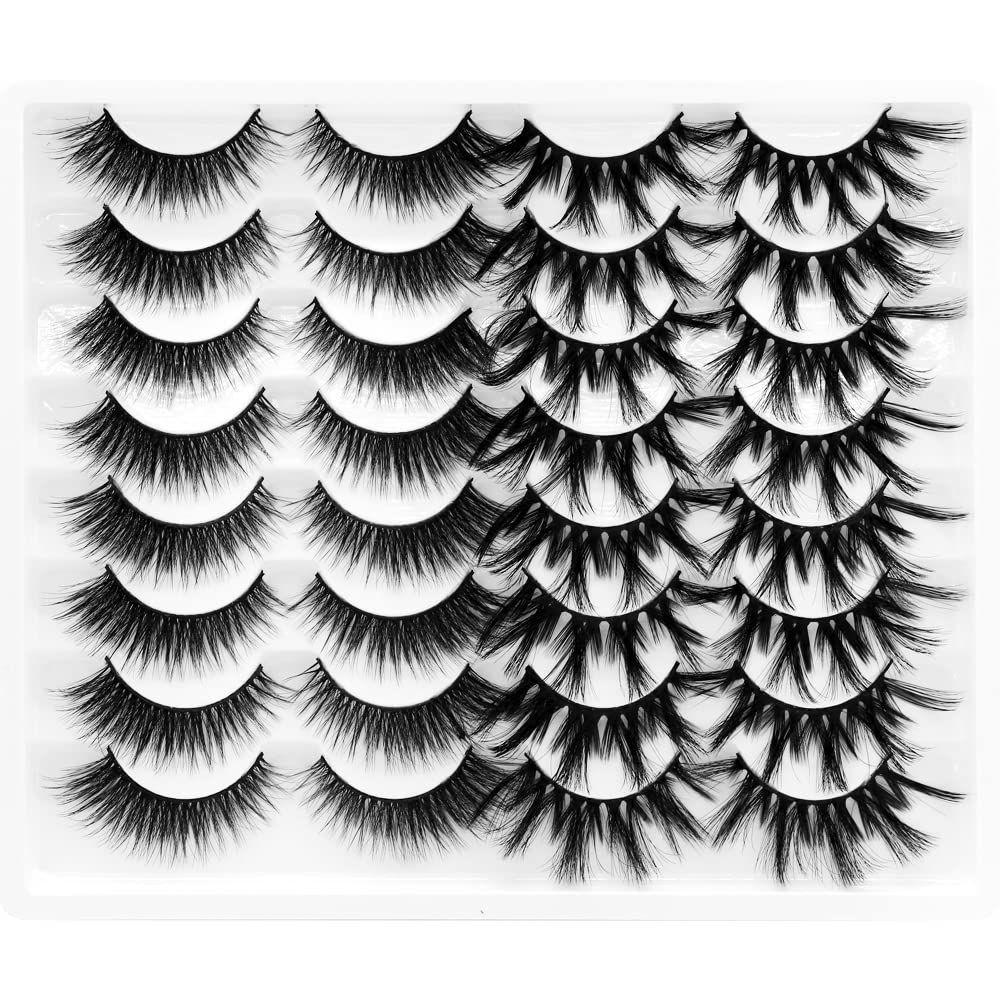 BlueSmurfs 16 Pairs Fales Eyelashes Bulk 3D Cat Eye False Lashes Fluffy Dramatic Eye Lashes Christmas Fake Eyelashes Volume Pack (2 Styles)