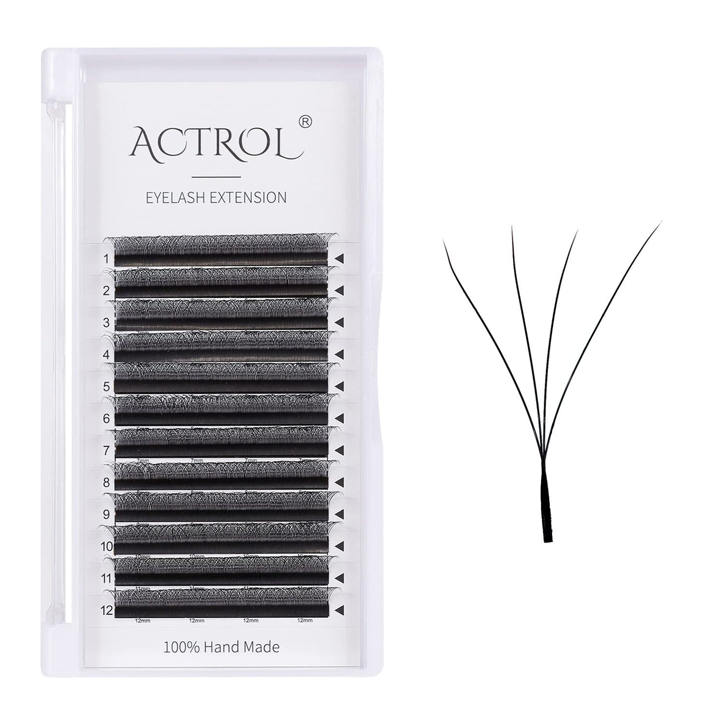 W Eyelash Extensions 4D Volume 0.07D Curl 12mm Easy Fan W-shaped Lash Premades Cluster Black W Lash