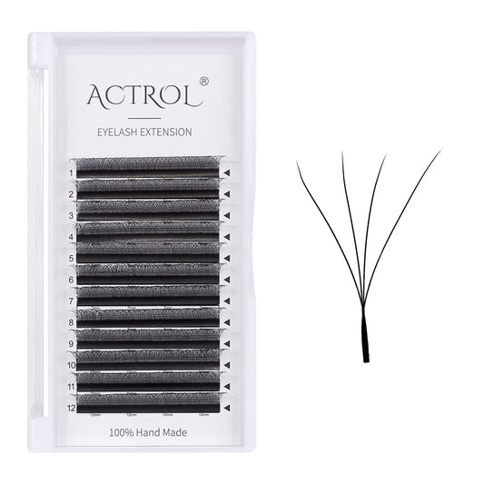 W Eyelash Extensions 4D Volume 0.07D Curl 12mm Easy Fan W-shaped Lash Premades Cluster Black W Lash