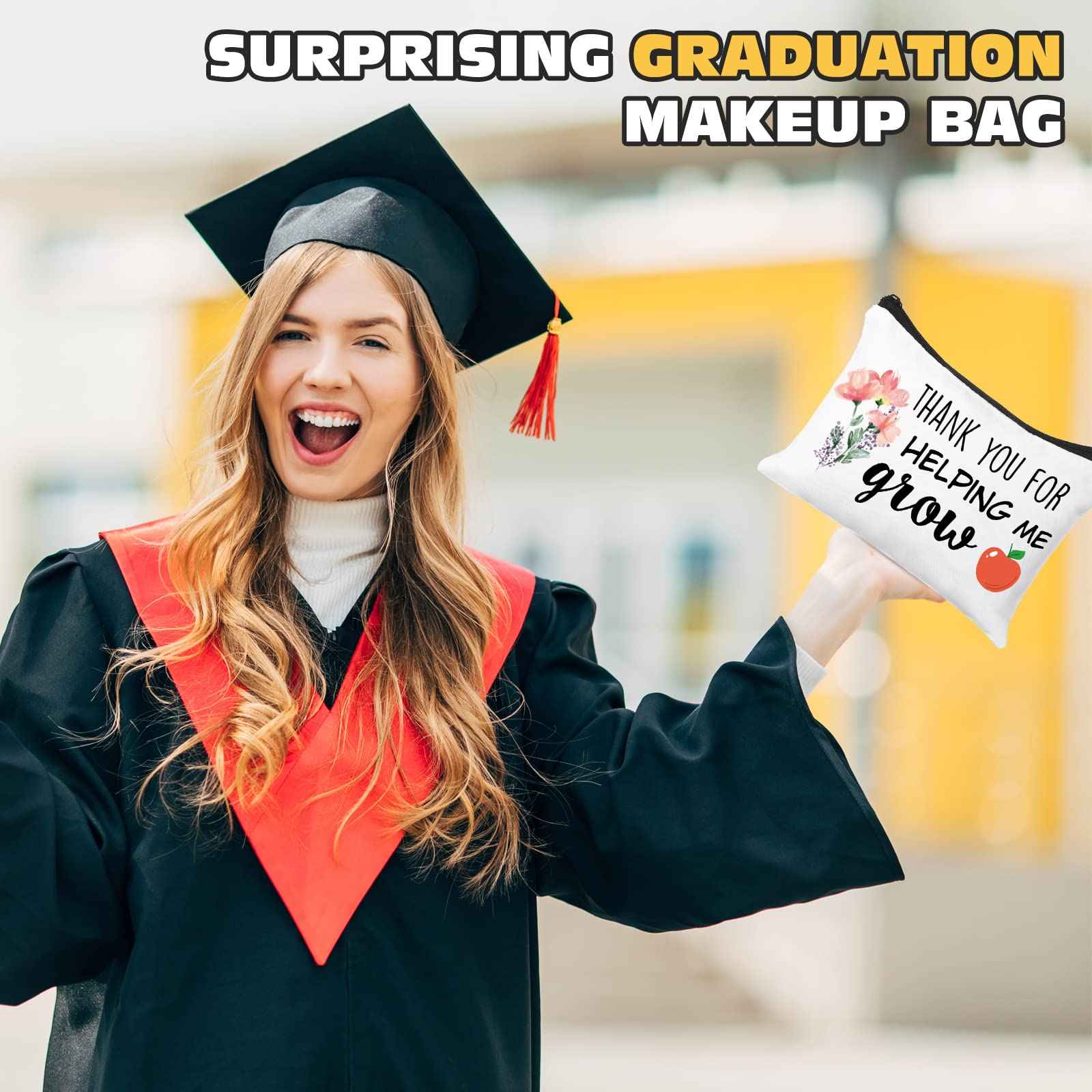 Irenare 30 Pcs Christmas Teacher Gift Thank You for Women Makeup Bag Cosmetic Bag Pencil Case Bags Travel Toiletry Canvas Pouch with Zipper for Christmas Teacher Appreciation Gift