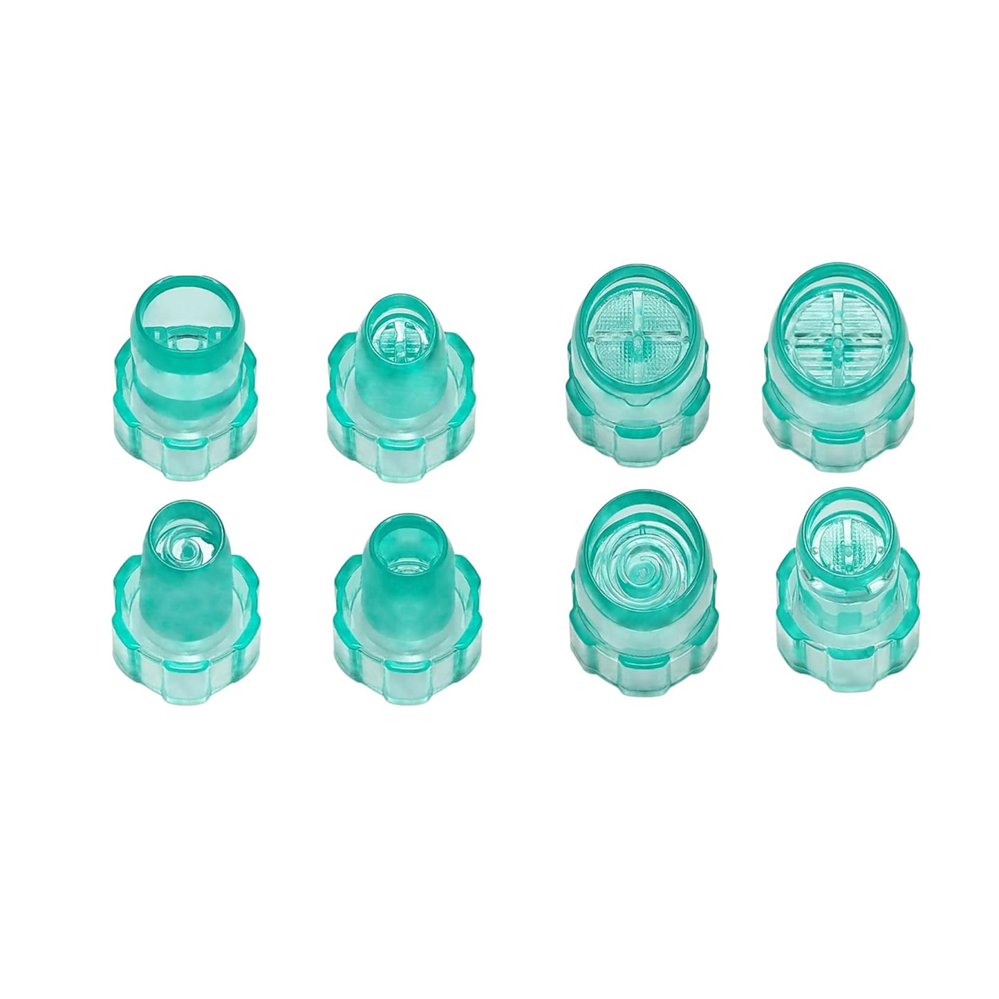 Elitzia 8pcs Professional Vortex Skincare Tip Set Multi-Shape Exfoliating Skin Cleaning Heads for Hydradermabrasion Machines (Cyan)