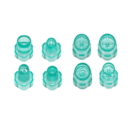 Elitzia 8pcs Professional Vortex Skincare Tip Set Multi-Shape Exfoliating Skin Cleaning Heads for Hydradermabrasion Machines (Cyan)