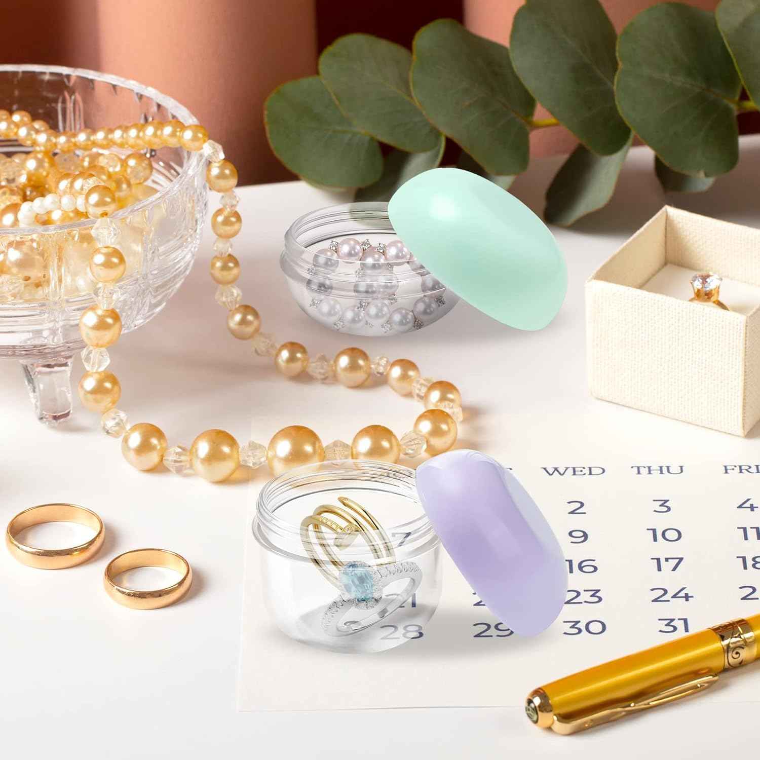 RONRONS Leak Proof Mini Travel Jars, Travel Containers for Creams with Lids and Labels, Travel Bottles Lip Balm Cosmetic for Jewelry Case Toiletries Moisturizer Plastic Small Jar 5 Pcs 10ml