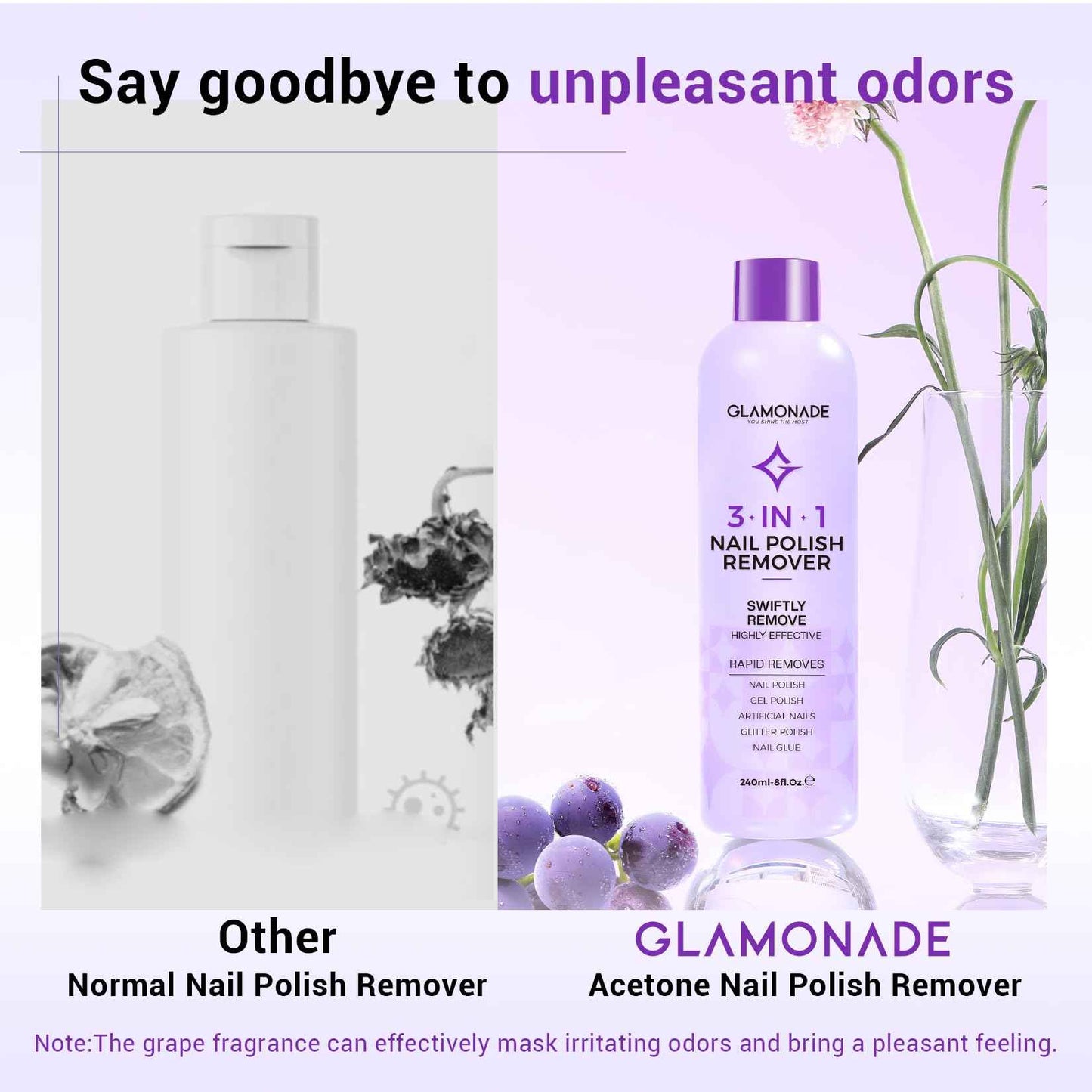 Glamonade Acetone Nail Polish Remover Kit: Soak off Gel Polish Remover Includes Nail File, Nail Buffer Block, Cuticle Pusher, Cuticle Peeler, Nail Polish Soak Off Bowl & Cuticle Oil(8 Fl.Oz.)