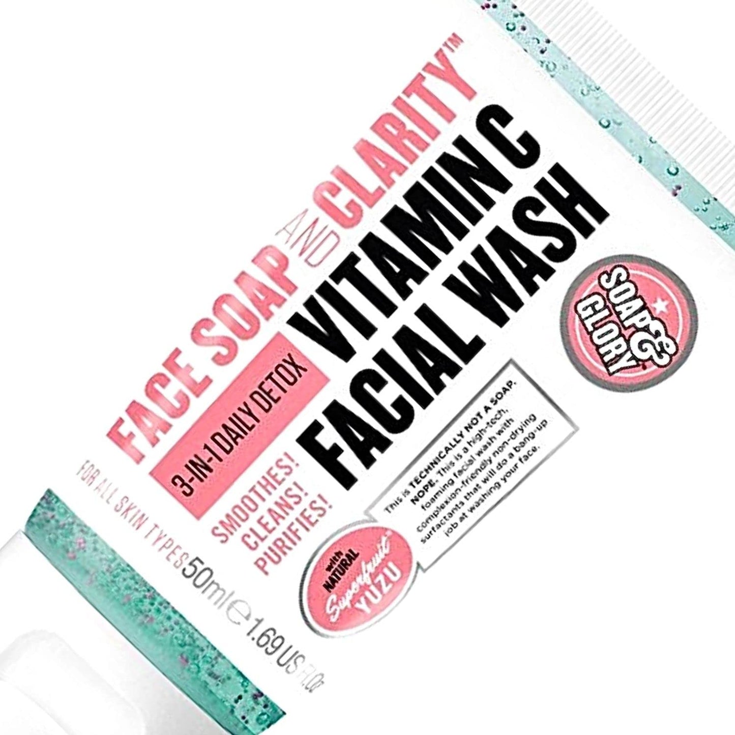 Soap & Glory Face Soap and Clarity Vitamin C Face Wash - 3-in-1 Exfoliating & Hydrating Facial Cleanser - Gently Removes Makeup While Unclogging Pores - Suitable For All Skin Types (300 ml, 2 pack)