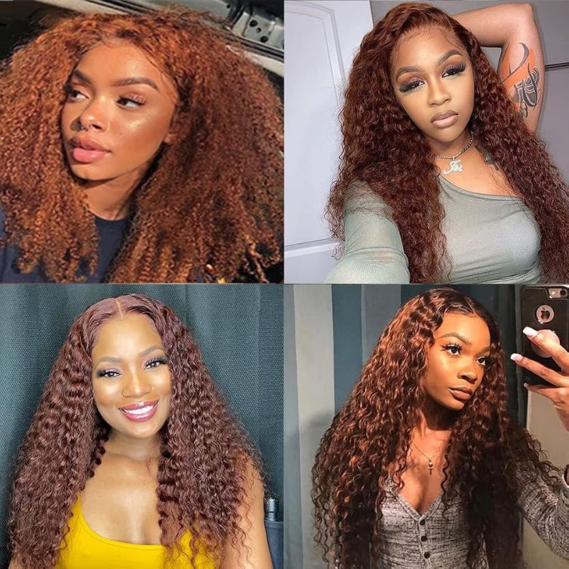 GtaiiReu 30 Brown Water Wave Human Hair Extensions 3 Bundles 30-34 Inch