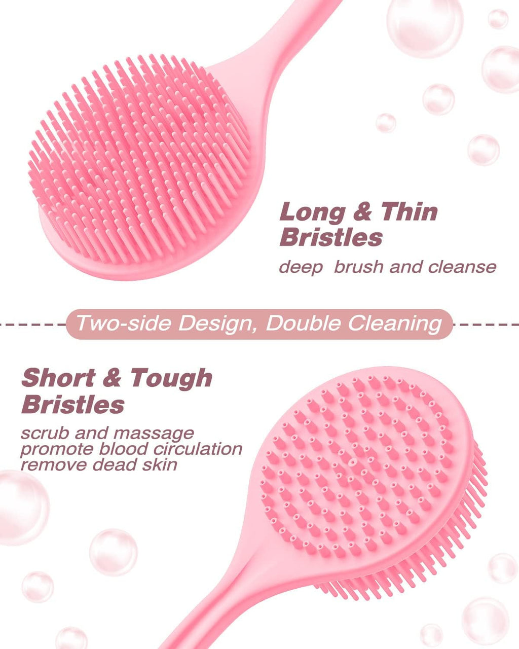 Manmihealth Silicone Back Scrubber (Thick Bristles) & Bath Glove & Face Brush Set(3PCS), Super-Exfoliating & Lathering Body Scrubber, Shower Brush, Face Scrubber Combination, with a Free Hook.(Black)