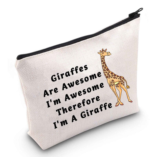 LEVLO Funny Giraffes Lover Gifts Giraffes Are Awesome I'm Awesome Therefore I'm A Giraffe Makeup Bags Giraffes Women Bags (Therefore I'm A Giraffe)